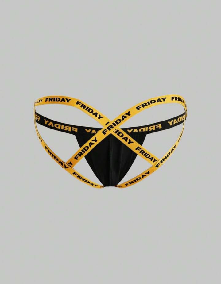 Men's Letter Jacquard Hollow-Out Briefs